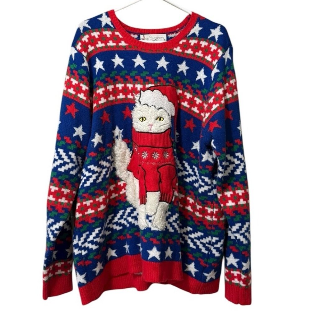 Jolly Sweaters Size XXL Ugly Christmas Sweater Holiday Cats Knit Long Sleeve